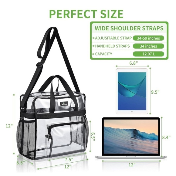 Clear bag. Perfect for concerts or baby bag. Side mesh holders and long strap. - Picture 2 of 7